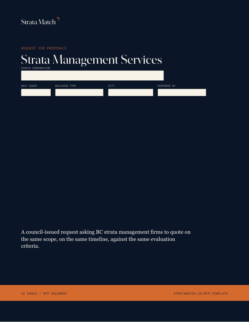 Cover page of Request for Proposals - Strata Management Services