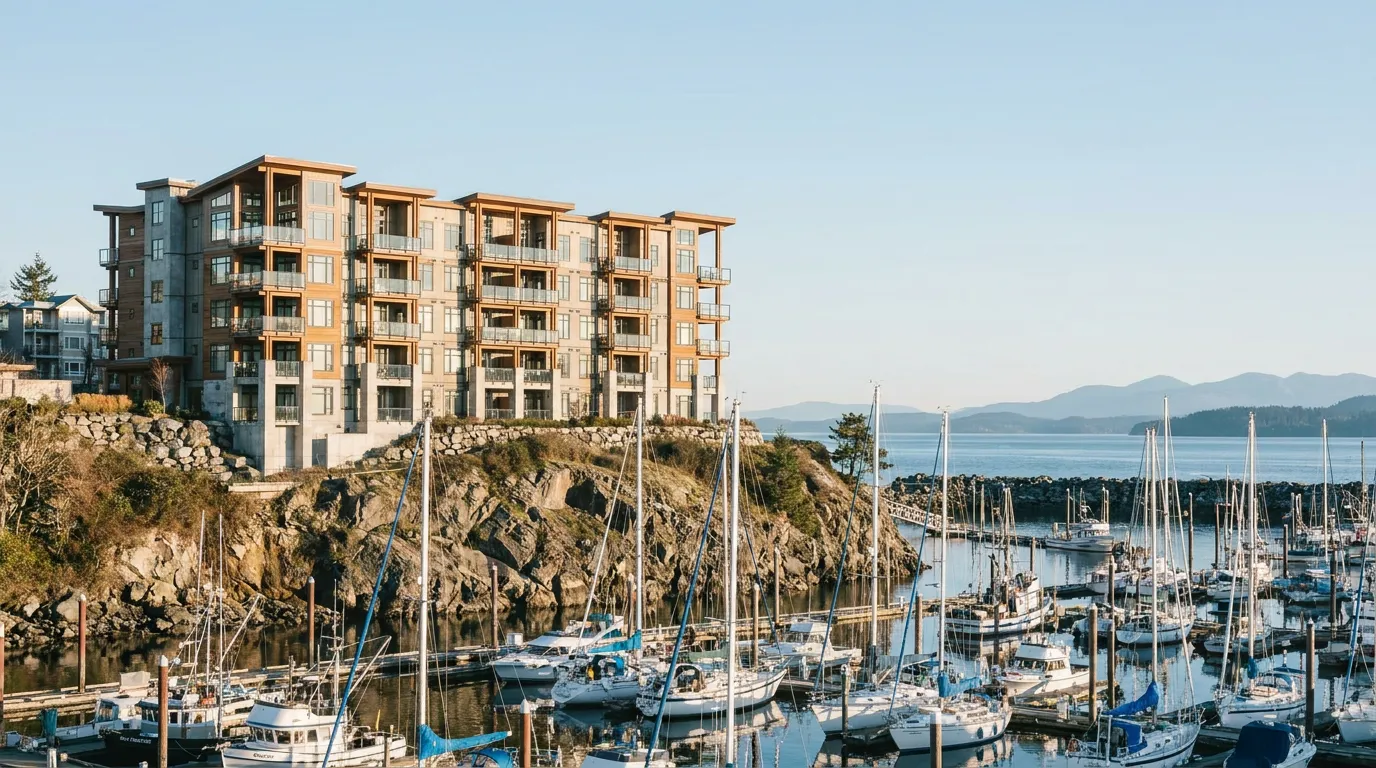 A waterfront condo above Nanaimo harbour